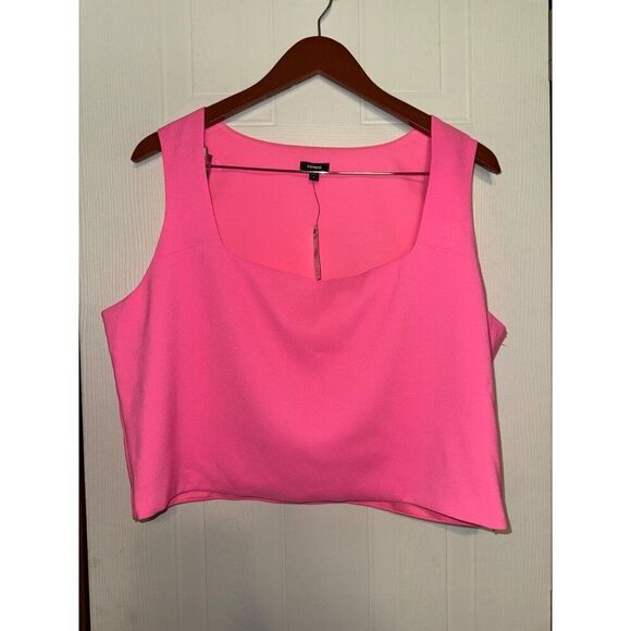NWT Express Bright Pink Sleeveless Square Neck Crop Top Size XL - Picture 8 of 9